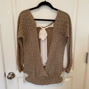 Open Back Brown Knit Sweater